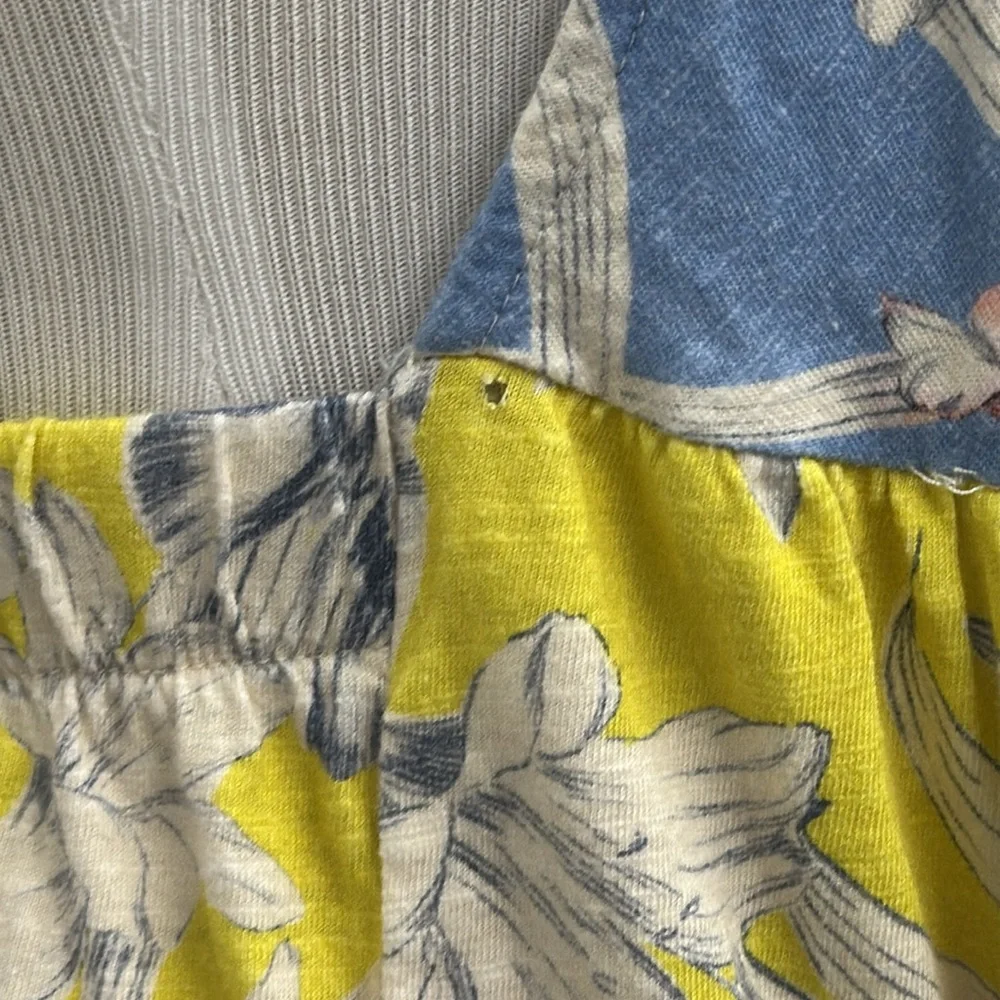Anthropologie Maeve Blue and Yellow Tiered Maxi Sundress